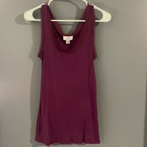Ann Taylor LOFT Purple Frayed Tank Top: Size M